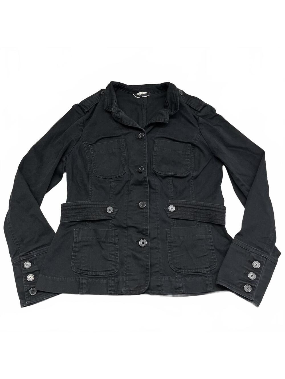 Y2K Jessica Sz 10 Black Cargo Jacket With Buttons Details 2000s Grunge Fall